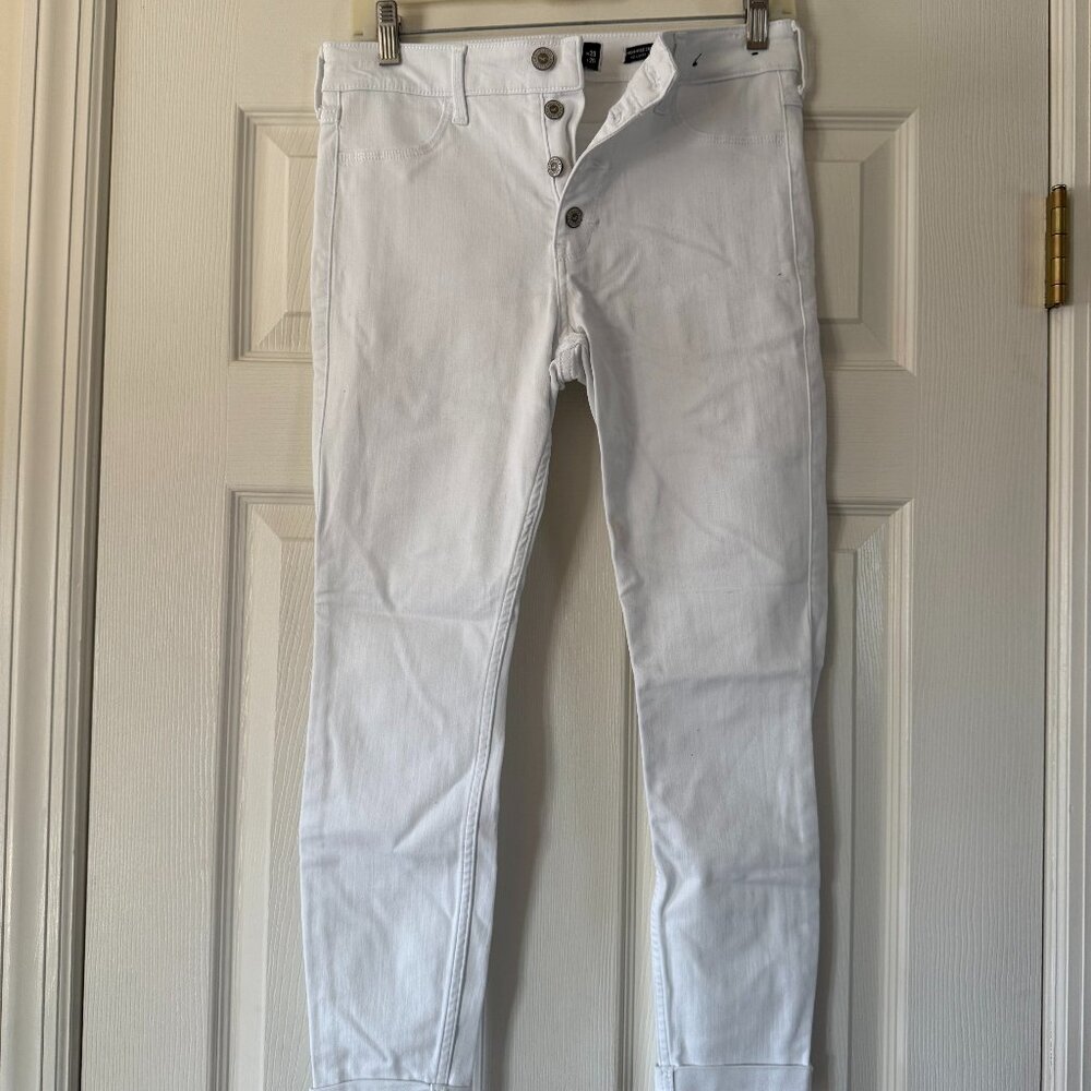 Hollister High-Rise Crop Jean Legging, size 9R, white, button-up